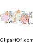 Clip Art of Ill Male and Female Hospital Patients Hooked up to IVs and Walking Around in a Hospital by Djart