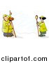 Clip Art of Surveyors at Work with Leveling Instruments by Djart