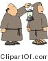 Clip Art of Two Religious Monks in Brown with a Lantern at Night by Djart