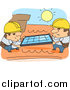 Clip Art of Worker Men Installing Roof Solar Panels by BNP Design Studio