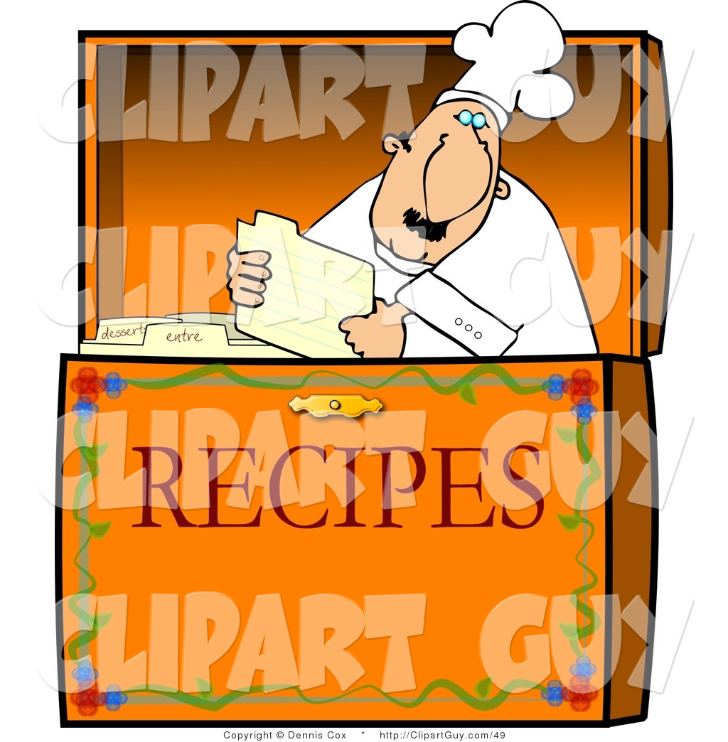 Clip Art of a Food Recipe Box with a Caucasian Chef by djart - #49