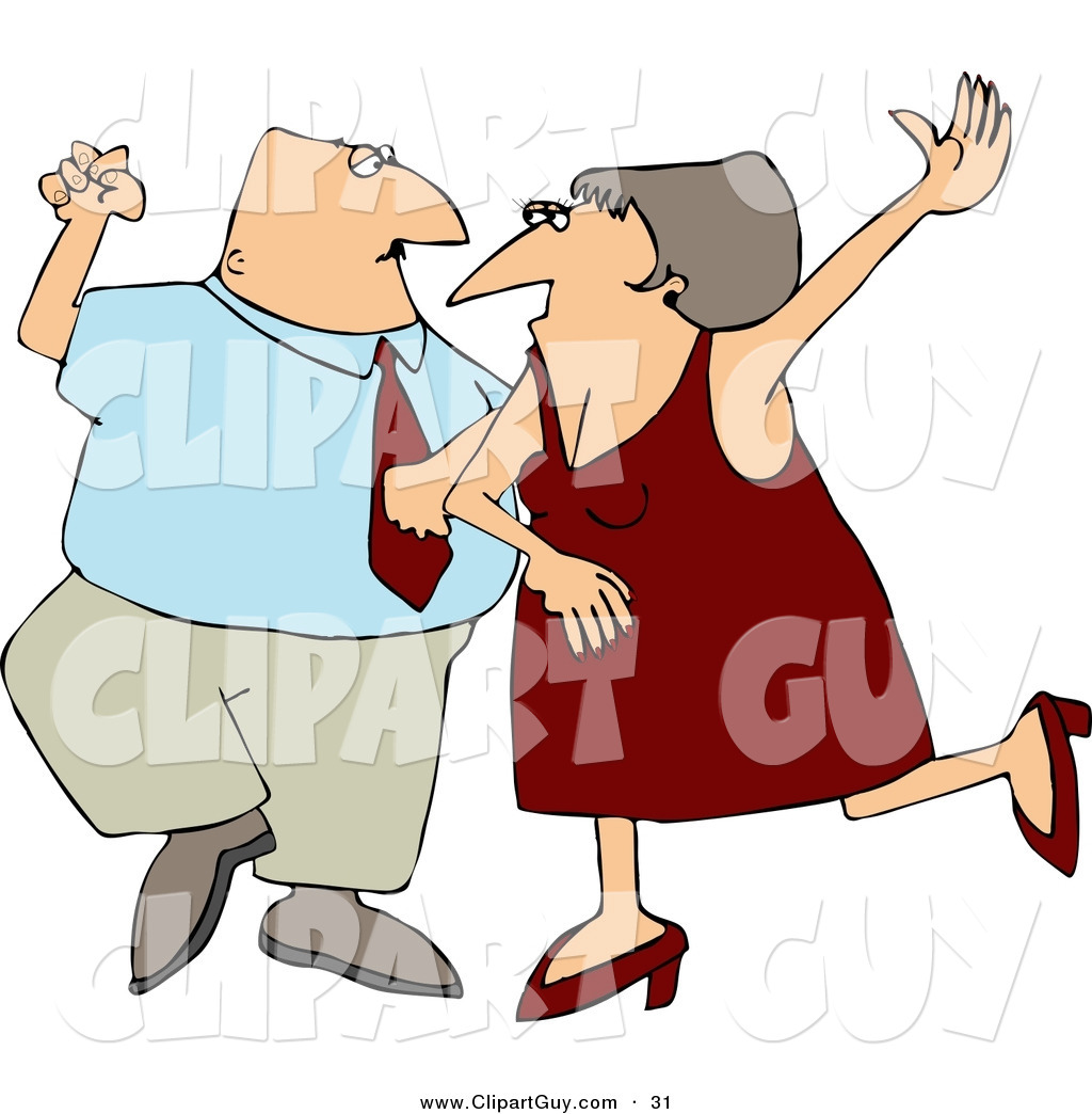 Clip Art of a Happy Man and Woman, Husband and Wife Dancing Together on ...