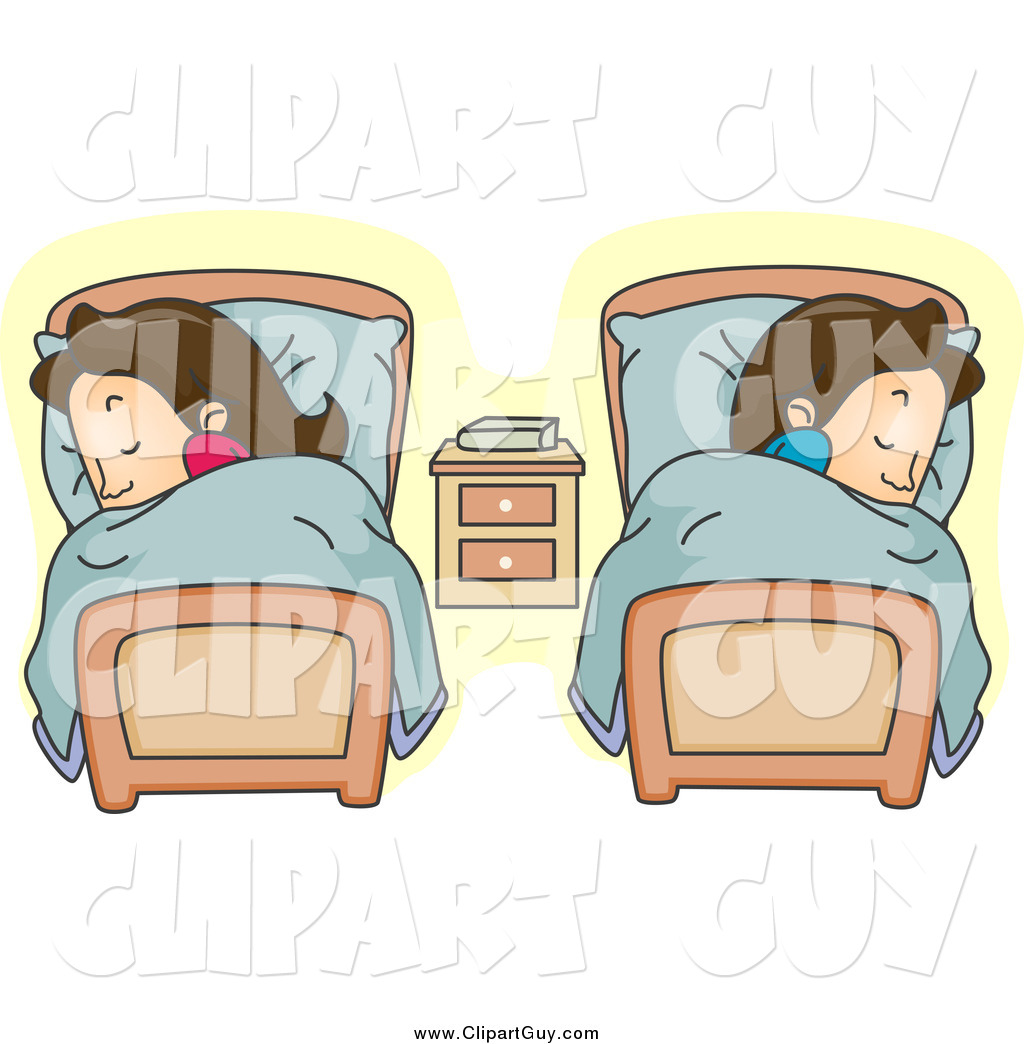 Clip Art Of A White Couple Sleeping In Separate Beds By Bnp Design