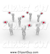 Clip Art of a 3d White Group of People Talking About Love by BNP Design Studio