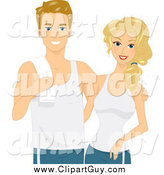 Clip Art of a Active Blond Fitness Couple by BNP Design Studio