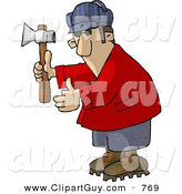 Clip Art of a Amateur Lumberjack Holding an Axe by Djart
