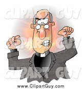 Clip Art of a Angry Male Preacher Throwing a Temper Tantrum in Church by Djart