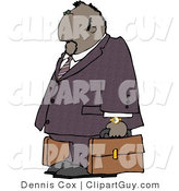 Clip Art of a Black Businessman Traveling with a Couple Briefcases by Djart