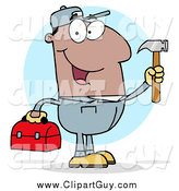 Clip Art of a Black Male Construction Worker with Tools by Hit Toon