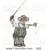 Clip Art of a Black Man Fly Fisherman Getting Ready to Go Fishing by Djart
