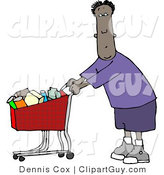 Clip Art of a Black Man Shopping at His Local Food Store for Groceries by Djart