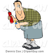 Clip Art of a Bomber Man Looking over His Shoulder Before Lighting a Stick of Dynamite by Djart