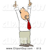 Clip Art of a Businessman Pointing Hands and Fingers up to the Ceiling by Djart