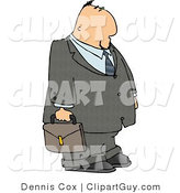 Clip Art of a Businessman Wearing a Gray Suit and Tie and Carrying a Brown Briefcase by Djart