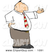 Clip Art of a Caucasian Boss Man Holding His Hand out in a Congratulatory Gesture by Djart