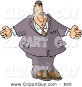 Clip Art of a Caucasian Businessman Man Shrugging His Shoulders by Djart