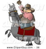 Clip Art of a Caucasian Cowboy Riding a Bucking Bronco/Horse by Djart