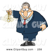 Clip Art of a Caucasian Expert in Hypnotism Waving a Clock Back and Forth by Djart