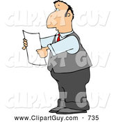 Clip Art of a Caucasian Lawyer Reading an Important Legal Document by Djart