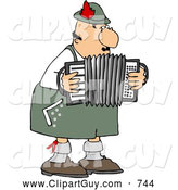 Clip Art of a Caucasian Male German Accordion Player Playing Music by Himself by Djart