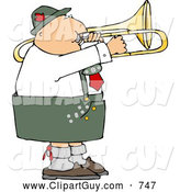 Clip Art of a Caucasian Male German Trombone Player Playing His Brass Instrument by Himself by Djart