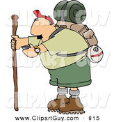 Clip Art of a Caucasian Male Hiker Checking His Compass by Djart