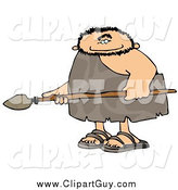 Clip Art of a Caveman Holding a Spear by Djart