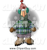 Clip Art of a Cold Man in the Snow by Djart