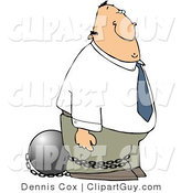 Clip Art of a Convicted Businessman Wearing a Ball and Chain on His Ankle by Djart