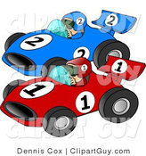 Clip Art of a Couple of Cars Racing Each Other down a Speedway by Djart