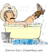 Clip Art of a Cowboy Bathing in His Boots - Royalty Free by Djart
