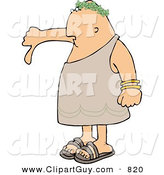 Clip Art of a Disagreeing and Displeased Emperor Pointing His Thumb down by Djart