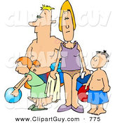 Clip Art of a Family Looking Around As They Arrive at the Ocean Beach by Djart