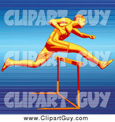 Clip Art of a Fast Athlete Racer Sprinting and Leaping over a Hurdle on a Track, Symbolizing Speed and Endurance by Tonis Pan