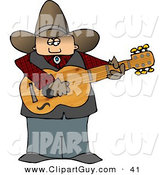 Clip Art of a Fat Country Cowboy Playing an Acoustic Guitar by Djart