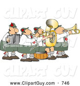 Clip Art of a German Band Playing Musical Instruments Together at a Performance by Djart