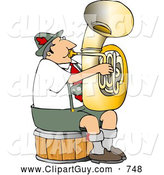 Clip Art of a German Tuba Player Practicing by Himself for a Band by Djart