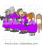 Clip Art of a Group of Four Men and Women in a Church Chorus Singing from a Bible Books by Djart