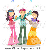 Clip Art of a Group of Teens at a Hippie Party by BNP Design Studio