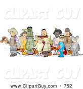 Clip Art of a Halloween Trick-or-treaters Standing Together As a Group in Their Costumes, on White by Djart