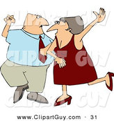Clip Art of a Happy Man and Woman, Husband and Wife Dancing Together on a Dance Floor by Djart