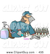 Clip Art of a Humorous Bugs Watching a Pest Control Exterminator Woman Test a Chemical Pesticide Substance by Djart