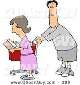 Clip Art of a Husband and Wife Grocery Shopping TogetherHusband and Wife Grocery Shopping Together by Djart