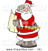 Clip Art of a Lost Santa Clause Holding a Map and Looking for Directions by Djart