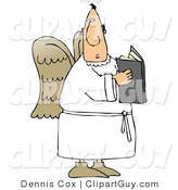 Clip Art of a Male Angel Holding an Open Bible by Djart