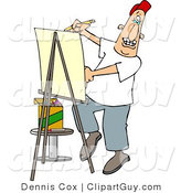 Clip Art of a Male Artist Drawing Caricature on Posterboard by Djart