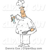 Clip Art of a Male Chef with a Saute Pan and a Salt Shaker by Djart