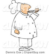 Clip Art of a Male Cook Tasting Food Before Serving It to Customers by Djart