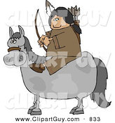 Clip Art of a Male Indian Sitting on a Horse with Bow an Arrow in Hand by Djart