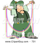 Clip Art of a Male Irish Leprechaun Making a Rainbow like Thread by Djart